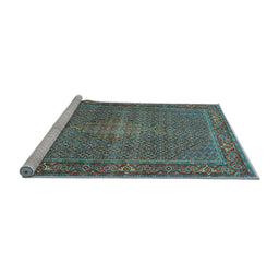 Sideview of Machine Washable Persian Light Blue Traditional Rug, wshtr1005lblu