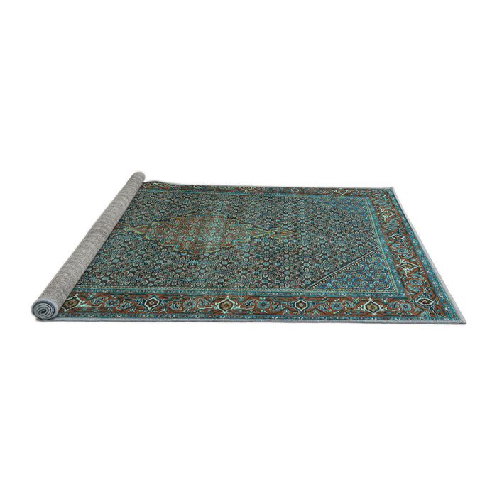 Sideview of Machine Washable Persian Light Blue Traditional Rug, wshtr1005lblu