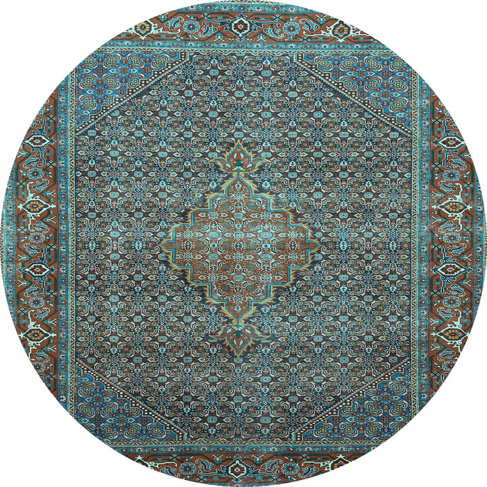 Round Machine Washable Persian Light Blue Traditional Rug, wshtr1005lblu
