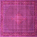 Square Machine Washable Persian Pink Traditional Rug, wshtr1005pnk