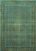 Machine Washable Persian Turquoise Traditional Area Rugs, wshtr1005turq