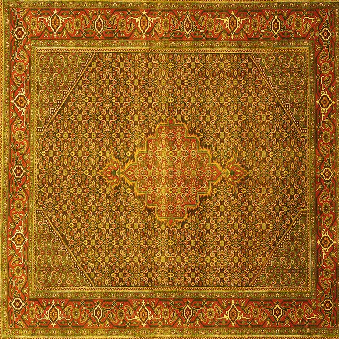 Square Machine Washable Persian Yellow Traditional Rug, wshtr1005yw