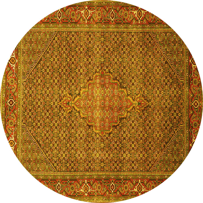 Round Persian Yellow Traditional Rug, tr1005yw