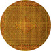 Round Persian Yellow Traditional Rug, tr1005yw