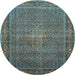 Round Persian Light Blue Traditional Rug, tr1005lblu