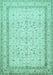 Machine Washable Persian Turquoise Traditional Area Rugs, wshtr1006turq