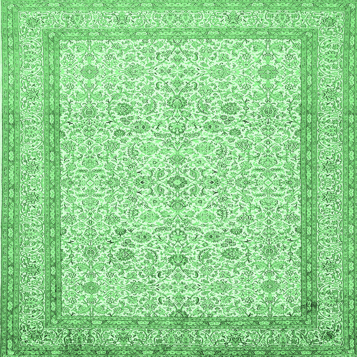 Square Machine Washable Persian Emerald Green Traditional Area Rugs, wshtr1006emgrn