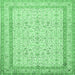 Square Machine Washable Persian Emerald Green Traditional Area Rugs, wshtr1006emgrn