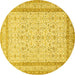 Round Persian Yellow Traditional Rug, tr1006yw