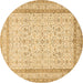 Round Machine Washable Persian Brown Traditional Rug, wshtr1006brn