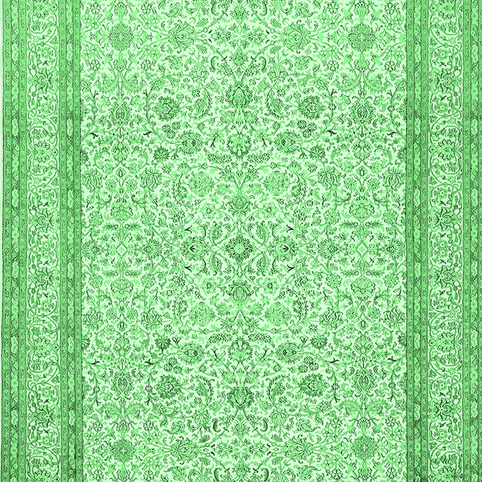 Machine Washable Persian Emerald Green Traditional Area Rugs, wshtr1006emgrn