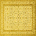 Square Machine Washable Persian Yellow Traditional Rug, wshtr1006yw