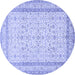 Round Persian Blue Traditional Rug, tr1006blu