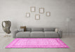 Machine Washable Persian Pink Traditional Rug in a Living Room, wshtr1006pnk