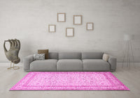 Machine Washable Persian Pink Traditional Rug, wshtr1006pnk