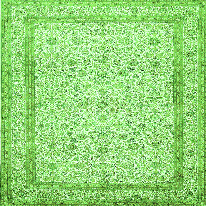 Round Machine Washable Persian Green Traditional Area Rugs, wshtr1006grn