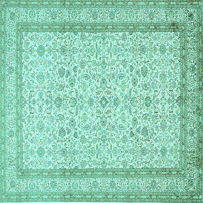 Square Persian Turquoise Traditional Rug, tr1006turq