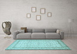 Machine Washable Persian Light Blue Traditional Rug in a Living Room, wshtr1006lblu