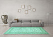 Machine Washable Persian Turquoise Traditional Area Rugs in a Living Room,, wshtr1006turq