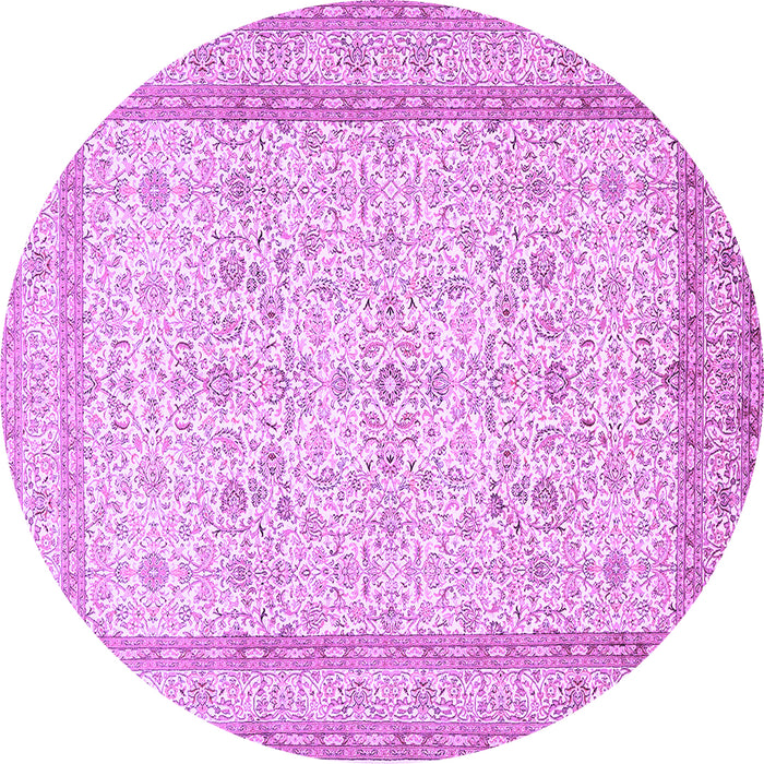 Round Machine Washable Persian Purple Traditional Area Rugs, wshtr1006pur