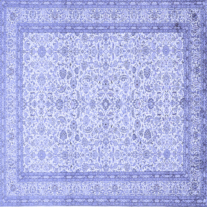 Square Machine Washable Persian Blue Traditional Rug, wshtr1006blu
