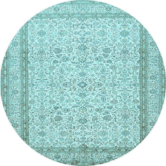 Round Persian Light Blue Traditional Rug, tr1006lblu