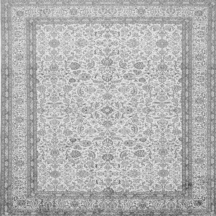 Round Machine Washable Persian Gray Traditional Rug, wshtr1006gry