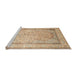 Sideview of Machine Washable Traditional Brown Gold Rug, wshtr1007