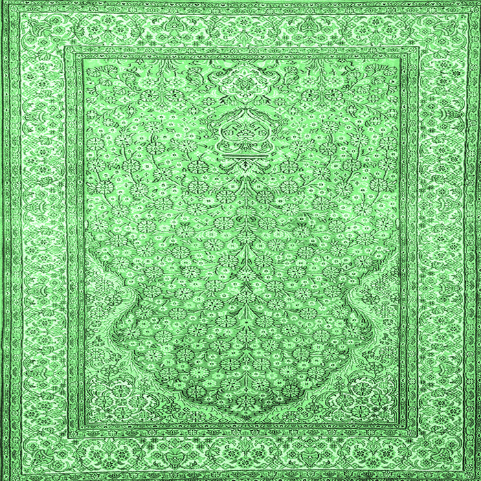 Square Persian Emerald Green Traditional Rug, tr1007emgrn