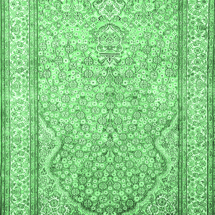 Machine Washable Persian Emerald Green Traditional Area Rugs, wshtr1007emgrn
