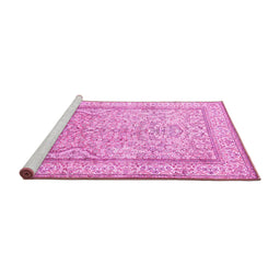 Sideview of Machine Washable Persian Pink Traditional Rug, wshtr1007pnk