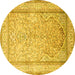 Round Persian Yellow Traditional Rug, tr1007yw