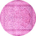 Round Persian Pink Traditional Rug, tr1007pnk