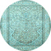 Round Machine Washable Persian Light Blue Traditional Rug, wshtr1007lblu