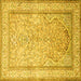 Square Persian Yellow Traditional Rug, tr1007yw