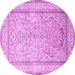 Round Persian Purple Traditional Rug, tr1007pur