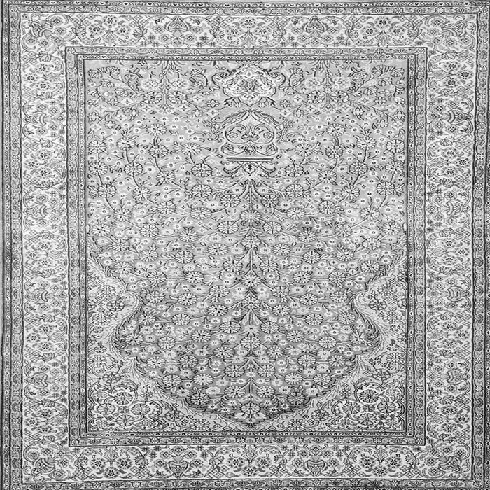 Round Machine Washable Persian Gray Traditional Rug, wshtr1007gry