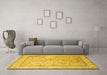 Machine Washable Persian Yellow Traditional Rug in a Living Room, wshtr1007yw