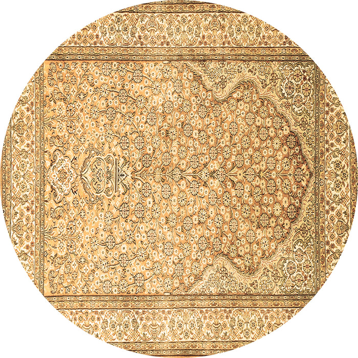 Round Machine Washable Persian Brown Traditional Rug, wshtr1007brn