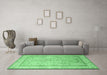 Machine Washable Persian Emerald Green Traditional Area Rugs in a Living Room,, wshtr1007emgrn