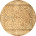 Round Persian Brown Traditional Rug, tr1007brn