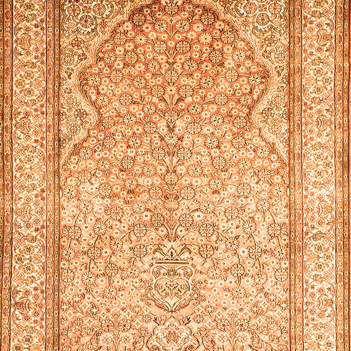 Serging Thickness of Machine Washable Persian Orange Traditional Area Rugs, wshtr1007org