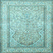 Square Persian Light Blue Traditional Rug, tr1007lblu