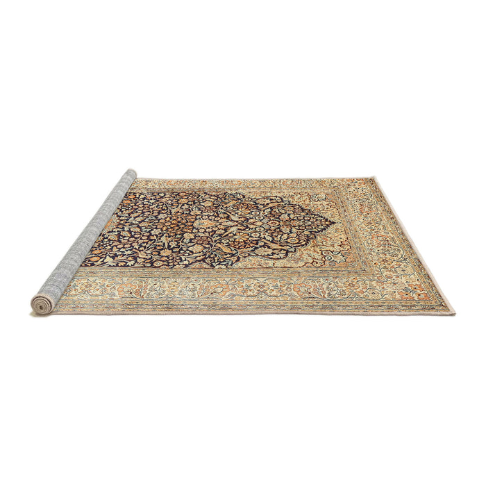 Sideview of Machine Washable Traditional Brown Gold Rug, wshtr1008