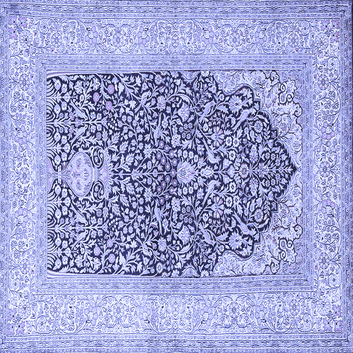 Square Machine Washable Persian Blue Traditional Rug, wshtr1008blu
