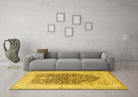 Machine Washable Persian Yellow Traditional Rug, wshtr1008yw