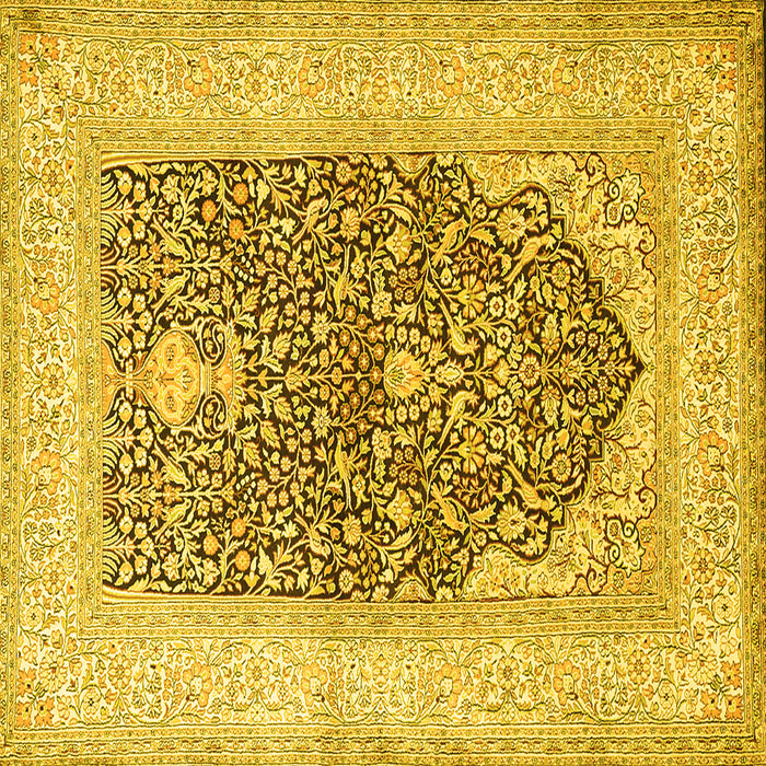 Square Machine Washable Persian Yellow Traditional Rug, wshtr1008yw