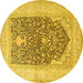 Round Persian Yellow Traditional Rug, tr1008yw