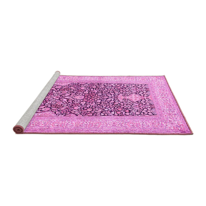 Sideview of Machine Washable Persian Pink Traditional Rug, wshtr1008pnk