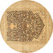 Round Machine Washable Persian Brown Traditional Rug, wshtr1008brn